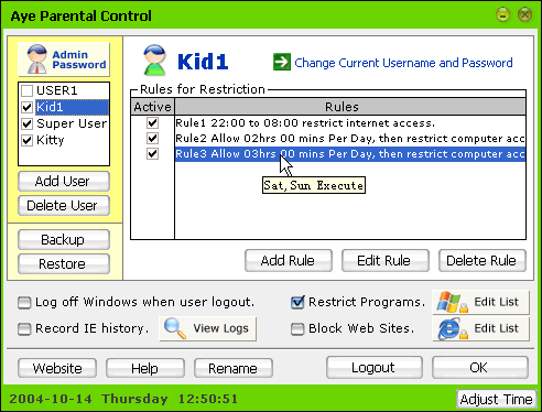 Aye Parental Control Screenshot
